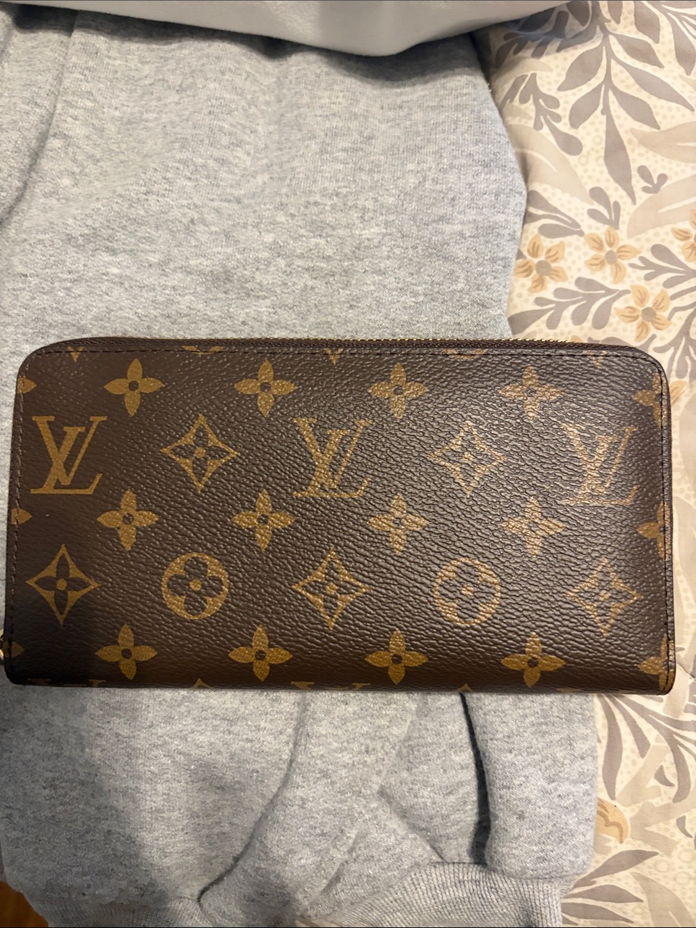 Louis Vuitton Monogram Canvas Zip Wallet in Brown & Gold